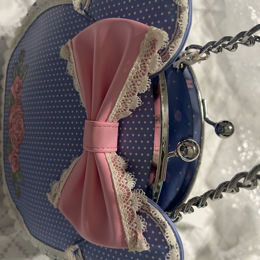 Loungefly Blue and Pink Crossbody Bag Minnie lace Disney - Picture 3 of 6